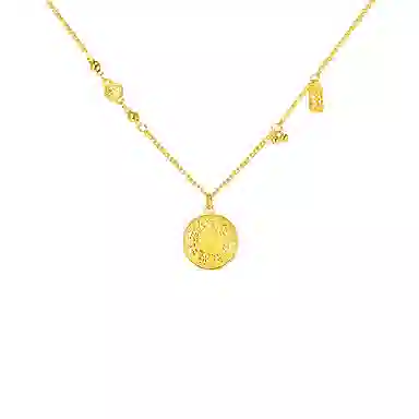 芒果饰品 新中式古法镂空八宝罗盘#好运 铜 项链 女款