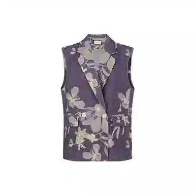 美洋 灯芯绒印花双排扣马甲 女款