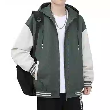 半空山 美式潮牌连帽满印设计感舒适柔软顺滑轻便时尚百搭外套夹克 男女同款