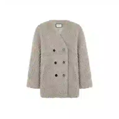 美洋 绵羊毛双排扣仿保暖大衣 女款