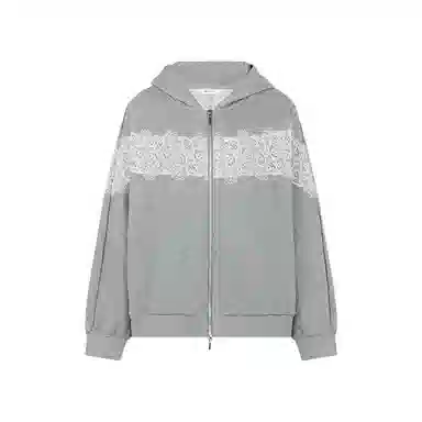 美洋 肌理银蕾丝拼接卫衣 女款