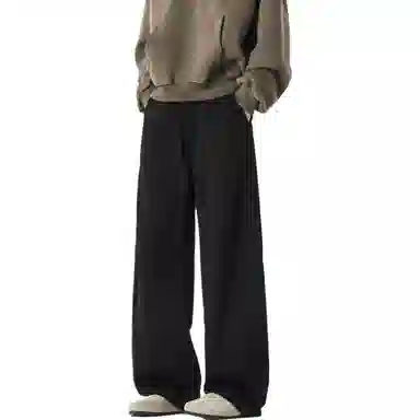 顶峰保罗 美式复古纯色宽松阔腿卫裤无性别主义直筒垂感拖地裤高级感百搭运动休闲裤 男女同款