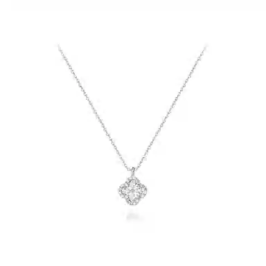 【S925银】 六桂福珠宝 四叶草 小众设计经典百搭学生日常简约高级感精致轻奢通勤极简约会温柔气质可调节锁骨链 锆石 项链 女款