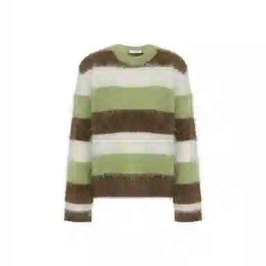 美洋 羊驼毛混纺条纹圆领毛衣 女款