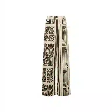 美洋 棉麻混纺印花直筒休闲裤 女款