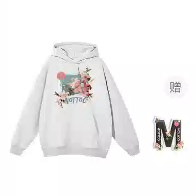 棉购 连帽加绒加厚百搭时尚个性韩版潮流休闲印花图案卫衣 女款