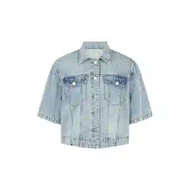 美洋 棉麻炒盐短袖牛仔外套 女款