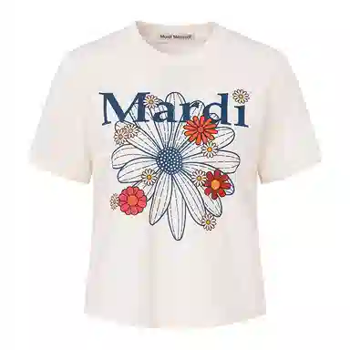 MARDI MERCREDI SS25 SLIM TSHIRT FLOWERMARDI BLOSSOM_CREAM T