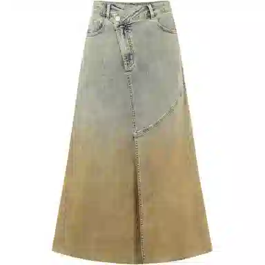 美洋 废土辣妹泥染牛仔长裙 女款