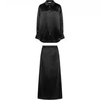 美洋 醋酸缎褶皱纹衬衫套装 女款