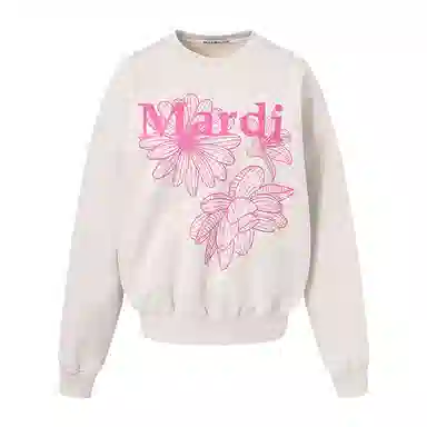 MARDI MERCREDI SS25 SWEATSHIRT TRIPLE FLOWER_OATMEAL PINK