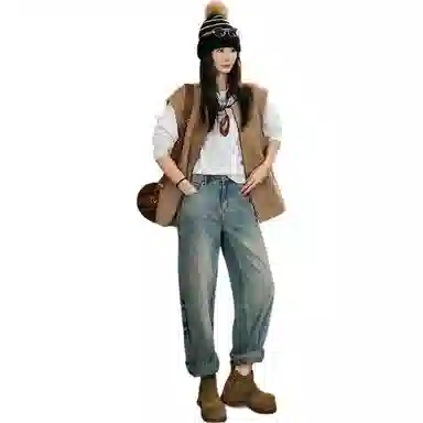 美洋 斜纹色织绵羊毛圆领马甲 女款