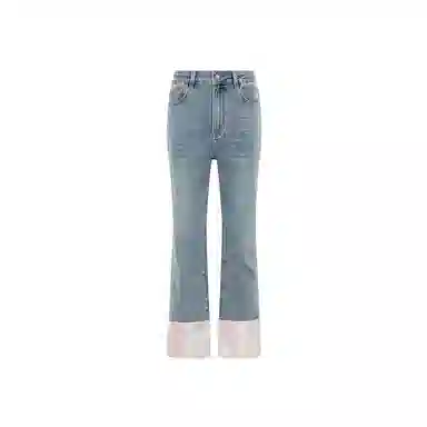 美洋 撞色直筒九分牛仔裤 女款