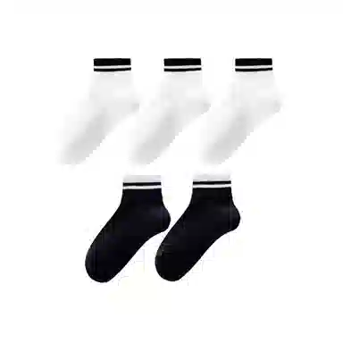 莫代尔 抗菌透气舒适简约条纹运动休闲百搭中筒袜 男款