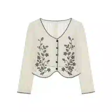 美洋 镂空钩花波西米亚针织衫 女款