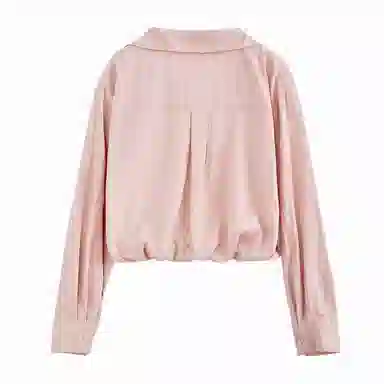 米子旗 蓝色蕾丝花边长袖衬衫 女款