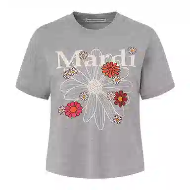 MARDI MERCREDI SS25 SLIM TSHIRT FLOWERMARDI BLOSSOM_GREY IVORY T