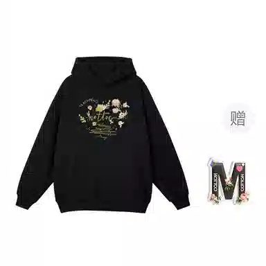 棉购 连帽加绒加厚美式慵懒风宽松外套复古百搭休闲学院风卫衣 女款