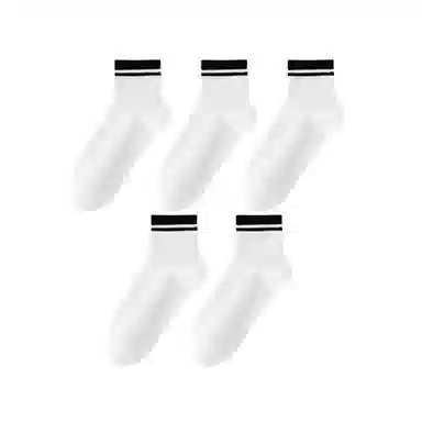 莫代尔 抗菌透气舒适简约条纹运动休闲百搭中筒袜 男款