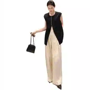 美洋 醋酸混纺菱格肌理圆领马甲 女款