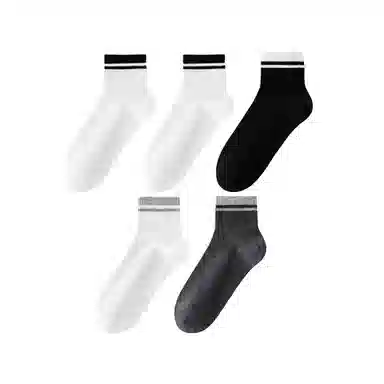 莫代尔 抗菌透气舒适简约条纹运动休闲百搭中筒袜 男款