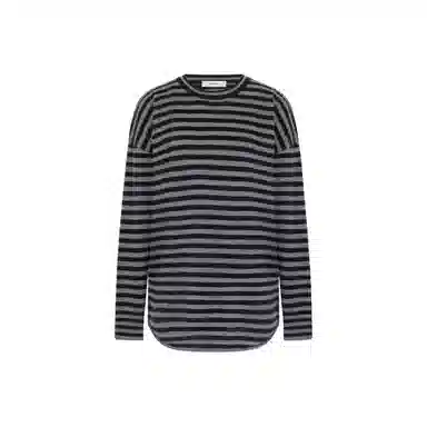 美洋 绵羊毛卷边下摆条纹毛衣 女款