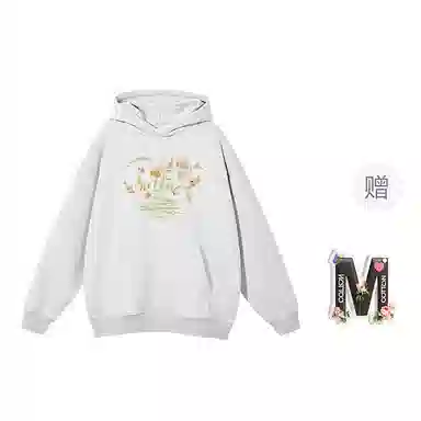 棉购 连帽加绒加厚美式慵懒风宽松外套复古百搭休闲学院风卫衣 女款