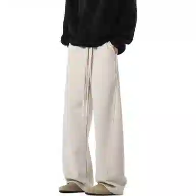 顶峰保罗 美式复古纯色宽松阔腿卫裤无性别主义直筒垂感拖地裤高级感百搭运动休闲裤 男女同款