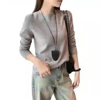 美洋 绵羊毛圆领无缝收花针织衫 女款