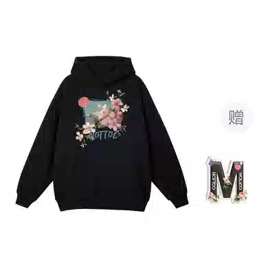 棉购 连帽加绒加厚百搭时尚个性韩版潮流休闲印花图案卫衣 女款