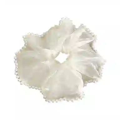 蒙妮 法式赫本珍珠钉珠大肠圈 网纱 发圈 女款