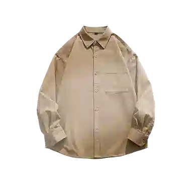 【dme】 美式复古纯棉文艺基础款纯色休闲简约宽松垂感百搭翻领长袖衬衫 男女同款