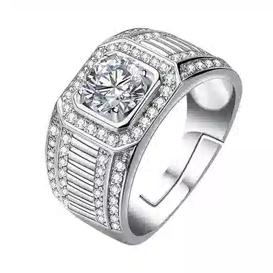 【爆闪1克拉】 尚仟伊 经典款闪耀满钻气质轻奢百搭 莫桑钻 戒指 男款