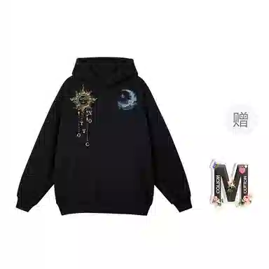 棉购 连帽秋冬季加绒加厚百搭潮流印花美式学生上衣服外套卫衣 男女同款