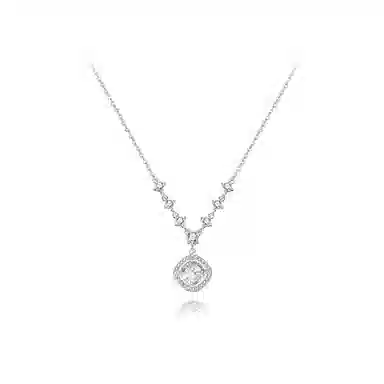 【纯银999 | 方糖】 六桂福珠宝 小众设计经典百搭学生日常高级感简约精致平安轻奢通勤约会温柔气质可调节锁骨链 足银 项链 女款