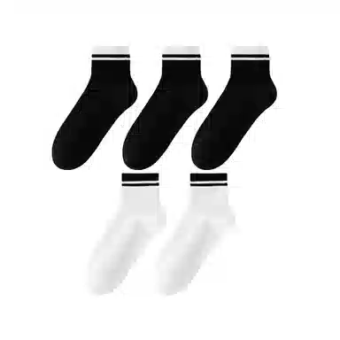 莫代尔 抗菌透气舒适简约条纹运动休闲百搭中筒袜 男款