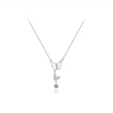 【纯银999 | 蝴蝶】 六桂福珠宝 小众设计经典百搭学生日常高级感简约精致轻奢极简通勤约会温柔气质可调节锁骨链#好运 足银 项链 女款