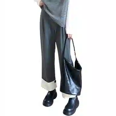 美洋 直筒翻折撞色边西装裤 女款