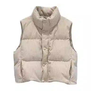 柏黛妃 加棉韩国纯色立领通勤马甲棉服 女款