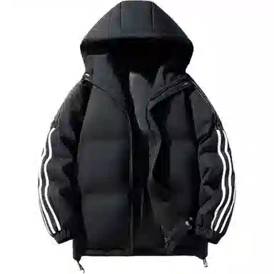 金盾 冬三条杠夹克面包服棉衣条纹运动加厚连帽棉服 男款