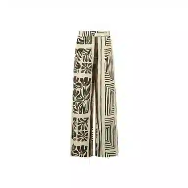 美洋 棉麻混纺印花直筒休闲裤 女款