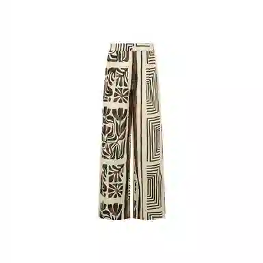 美洋 棉麻混纺印花直筒休闲裤 女款