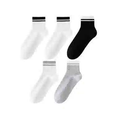 莫代尔 抗菌透气舒适简约条纹运动休闲百搭中筒袜 男款