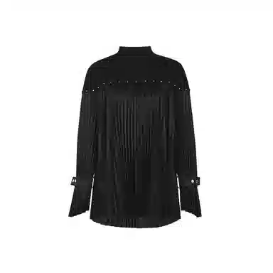 美洋 假两件半高领拼接百褶针织衫 女款