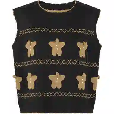 美洋 针织圆领提花马甲 女款