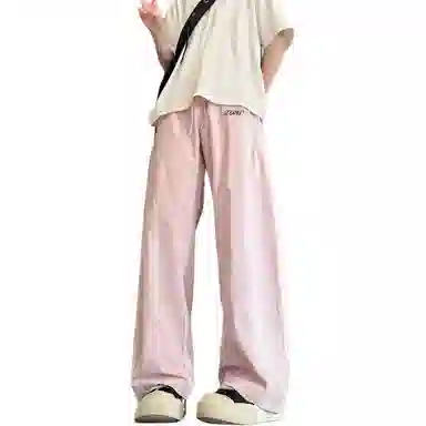 梓润格 美式斜切速干裤子春夏季潮牌高街弯刀裤基础简约时尚百搭阔腿长裤大码宽松直筒裤休闲裤 男女同款