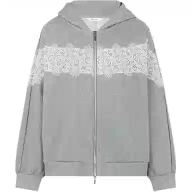 美洋 肌理银蕾丝拼接卫衣 女款