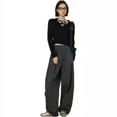 美洋 植物棉怀旧捏褶工装裤 女款