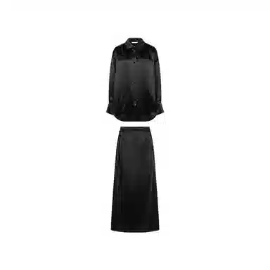 美洋 醋酸缎褶皱纹衬衫套装 女款