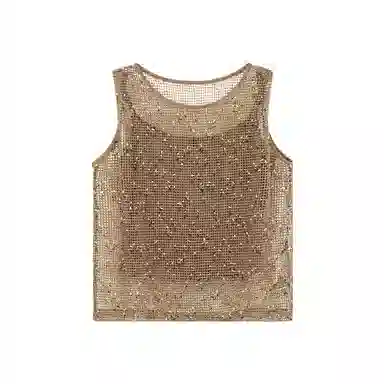 美洋 金丝糖花纱镂空编织背心 女款